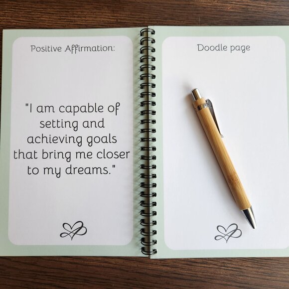 Self-Reflection Journal - 8.5x5.5 Spiral Bound -Calming Colored Guided Workbook - Picture 6 of 17